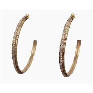 NEW TAT2 DESIGNS women's egy crystal thin 2" hoops in gold